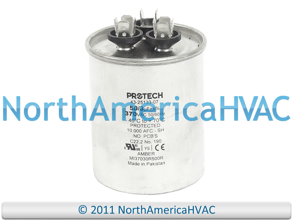Rheem Ruud Capacitor 50/3 uf 370vac Replaces 4310166514 North